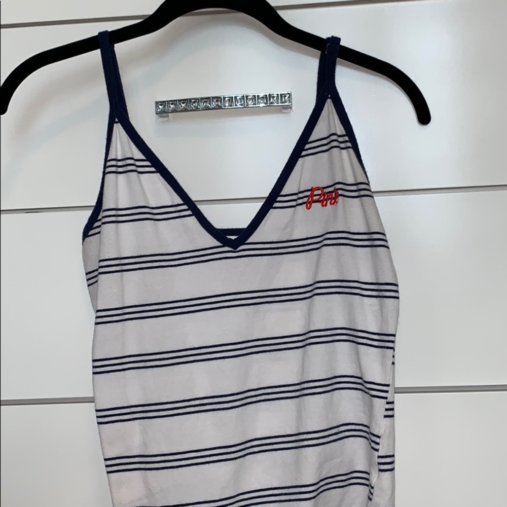 Blue and White Striped VS PINK body suit